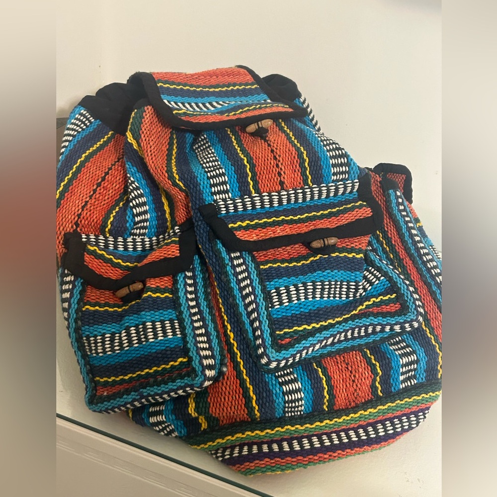 Multicolor Striped Women's Backpack